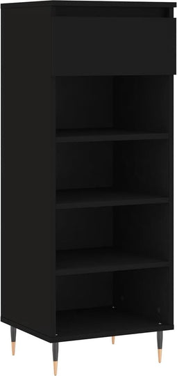 vidaXL - Schoenenkast - 40x36x105 - cm - bewerkt - hout - zwart