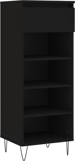 vidaXL - Schoenenkast - 40x36x105 - cm - bewerkt - hout - zwart