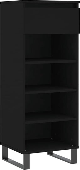 vidaXL - Schoenenkast - 40x36x105 - cm - bewerkt - hout - zwart