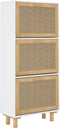 vidaXL - Schoenenkast - 52x25x115 - cm - bewerkt - hout - en - rattan - zwart