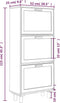 vidaXL - Schoenenkast - 52x25x115 - cm - bewerkt - hout - en - natuurlijk - rattan - wit