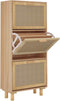 vidaXL - Schoenenkast - 52x25x115cm - bewerkt - hout - & - natuurlijk - rattan - bruin