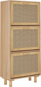 vidaXL - Schoenenkast - 52x25x115cm - bewerkt - hout - & - natuurlijk - rattan - bruin