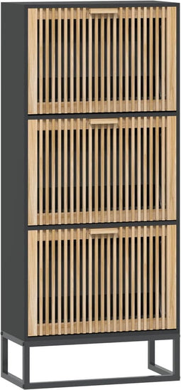vidaXL - Schoenenkast - 52x25x120 - cm - bewerkt - hout - zwart