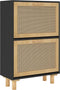 vidaXL - Schoenenkast - 52x25x80 - cm - bewerkt - hout - en - rattan - zwart