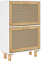 vidaXL - Schoenenkast - 52x25x80 - cm - bewerkt - hout - en - natuurlijk - rattan - wit