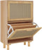 vidaXL - Schoenenkast - 52x25x80 - cm - bewerkt - hout - & - natuurlijk - rattan - bruin
