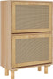 vidaXL - Schoenenkast - 52x25x80 - cm - bewerkt - hout - & - natuurlijk - rattan - bruin