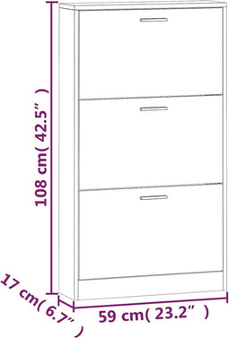vidaXL - Schoenenkast - 59x17x108 - cm - bewerkt - hout - bruin - eikenkleur