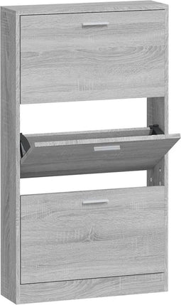 vidaXL - Schoenenkast - 59x17x108 - cm - bewerkt - hout - grijs - sonoma