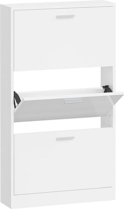 vidaXL - Schoenenkast - 59x17x108 - cm - bewerkt - hout - hoogglans - wit