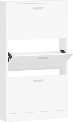 vidaXL - Schoenenkast - 59x17x108 - cm - bewerkt - hout - wit