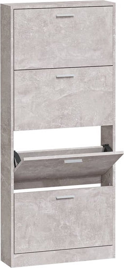 vidaXL - Schoenenkast - 59x17x150 - cm - bewerkt - hout - betongrijs