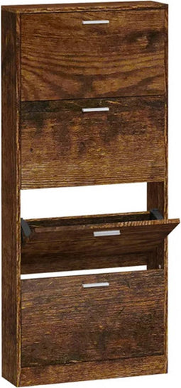 vidaXL - Schoenenkast - 59x17x150 - cm - bewerkt - hout - gerookt - eikenkleurig