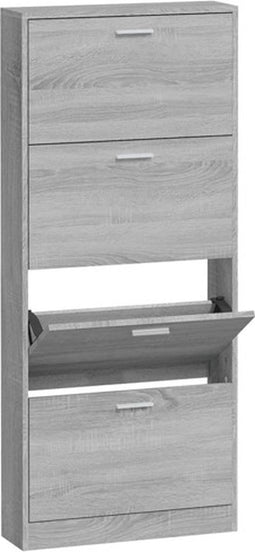 vidaXL - Schoenenkast - 59x17x150 - cm - bewerkt - hout - grijs - sonoma