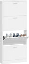 vidaXL - Schoenenkast - 59x17x150 - cm - bewerkt - hout - hoogglans - wit