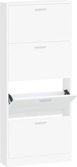 vidaXL - Schoenenkast - 59x17x150 - cm - bewerkt - hout - wit