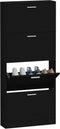 vidaXL - Schoenenkast - 59x17x150 - cm - bewerkt - hout - zwart