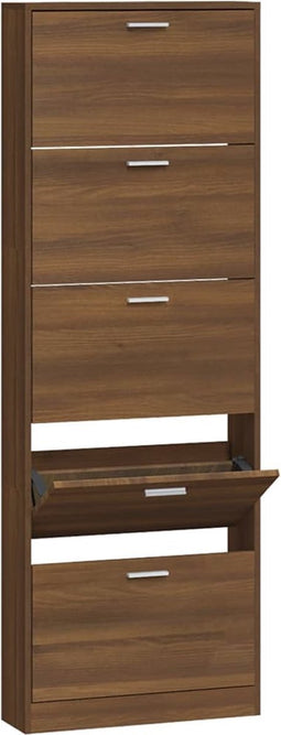 vidaXL - Schoenenkast - 59x17x169 - cm - bewerkt - hout - bruin - eikenkleur