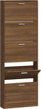 vidaXL - Schoenenkast - 59x17x169 - cm - bewerkt - hout - bruin - eikenkleur