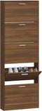 vidaXL - Schoenenkast - 59x17x169 - cm - bewerkt - hout - bruin - eikenkleur