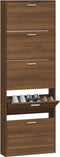 vidaXL - Schoenenkast - 59x17x169 - cm - bewerkt - hout - bruin - eikenkleur