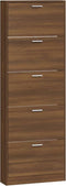 vidaXL - Schoenenkast - 59x17x169 - cm - bewerkt - hout - bruin - eikenkleur