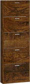 vidaXL - Schoenenkast - 59x17x169 - cm - bewerkt - hout - gerookt - eikenkleurig