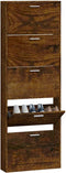 vidaXL - Schoenenkast - 59x17x169 - cm - bewerkt - hout - gerookt - eikenkleurig
