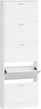 vidaXL - Schoenenkast - 59x17x169 - cm - bewerkt - hout - hoogglans - wit