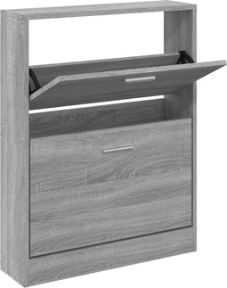 vidaXL - Schoenenkast - 59x17x81 - cm - bewerkt - hout - grijs - sonoma