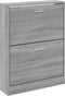vidaXL - Schoenenkast - 59x17x81 - cm - bewerkt - hout - grijs - sonoma