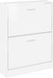 vidaXL - Schoenenkast - 59x17x81 - cm - bewerkt - hout - hoogglans - wit