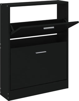 vidaXL - Schoenenkast - 59x17x81 - cm - bewerkt - hout - zwart