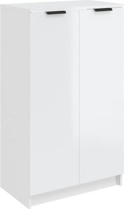 vidaXL - Schoenenkast - 59x35x100 - cm - bewerkt - hout - hoogglans - wit