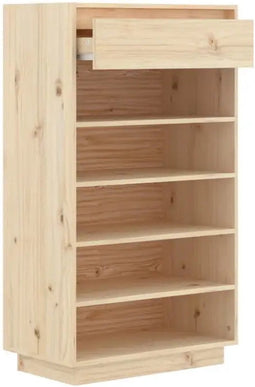 vidaXL - Schoenenkast - 60x34x105 - cm - massief - grenenhout - grijs