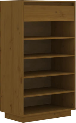 vidaXL - Schoenenkast - 60x34x105 - cm - massief - grenenhout - honingbruin