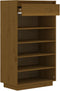 vidaXL - Schoenenkast - 60x34x105 - cm - massief - grenenhout - honingbruin