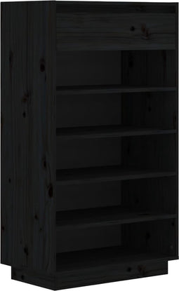vidaXL - Schoenenkast - 60x34x105 - cm - massief - grenenhout - zwart