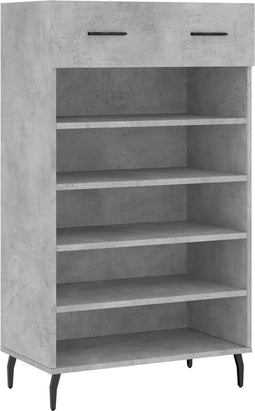 vidaXL - Schoenenkast - 60x35x105 - cm - bewerkt - hout - betongrijs
