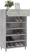 vidaXL - Schoenenkast - 60x35x105 - cm - bewerkt - hout - betongrijs