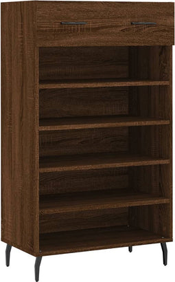 vidaXL - Schoenenkast - 60x35x105 - cm - bewerkt - hout - bruin - eikenkleur