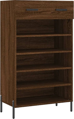 vidaXL - Schoenenkast - 60x35x105 - cm - bewerkt - hout - bruin - eikenkleur