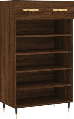 vidaXL - Schoenenkast - 60x35x105 - cm - bewerkt - hout - bruin - eikenkleur