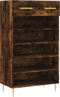 vidaXL - Schoenenkast - 60x35x105 - cm - bewerkt - hout - gerookt - eikenkleurig