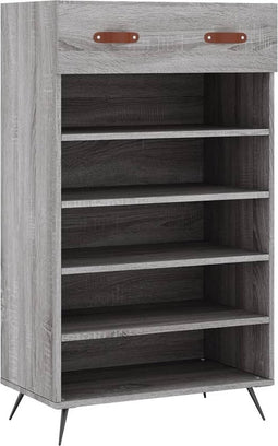 vidaXL - Schoenenkast - 60x35x105 - cm - bewerkt - hout - grijs - sonoma - eikenkleur