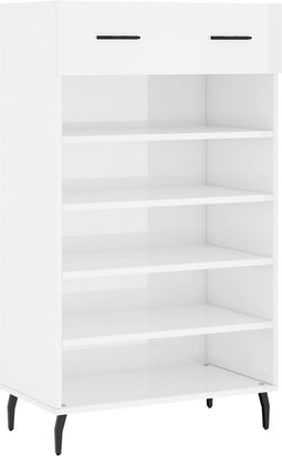 vidaXL - Schoenenkast - 60x35x105 - cm - bewerkt - hout - hoogglans - wit