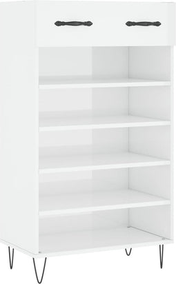 vidaXL - Schoenenkast - 60x35x105 - cm - bewerkt - hout - hoogglans - wit