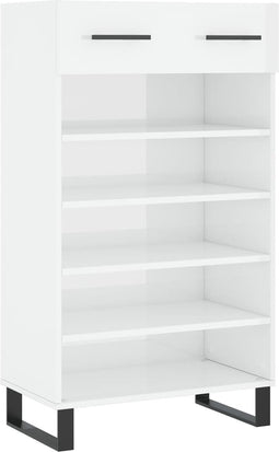 vidaXL - Schoenenkast - 60x35x105 - cm - bewerkt - hout - hoogglans - wit