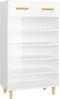 vidaXL - Schoenenkast - 60x35x105 - cm - bewerkt - hout - hoogglans - wit